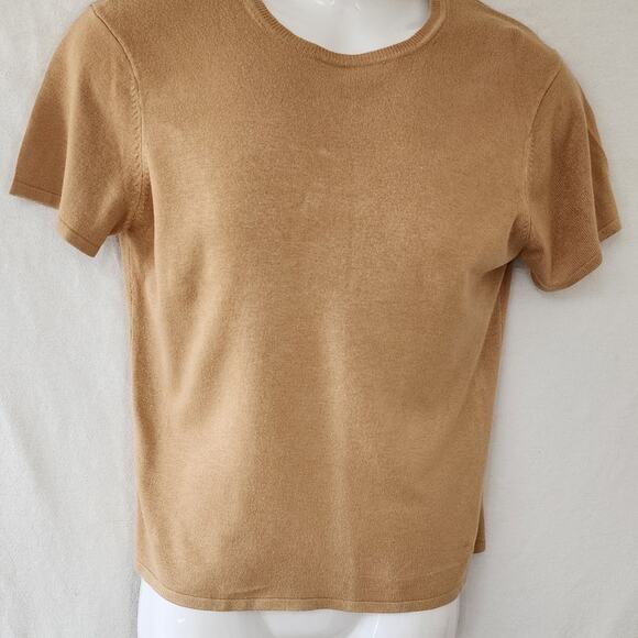 Jaclyn Smith Vintage Tan Short Sleeved Blouse with Crew Neck Women's Size Medium - Picture 1 of 7